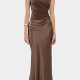 Nika Dolga Obleka za Zabavo z Asimetričnim Izrezom