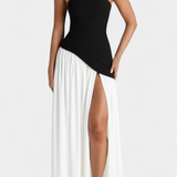 Rajna Maxi Obleka brez Rokavov iz Chiffona z Bočnim Raskorakom