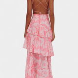 Valentina - Chiffon obleka z V-izrezom in lepršavimi rokavi