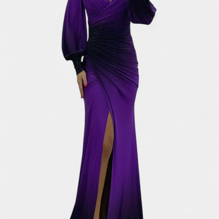 Silviana Maxi Oblačilo Ombre z Odkritimi Rameni