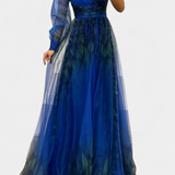 Natalija Maxi Obleka iz Chiffona z Odkritim Ramenom in Voluminozno Rožo