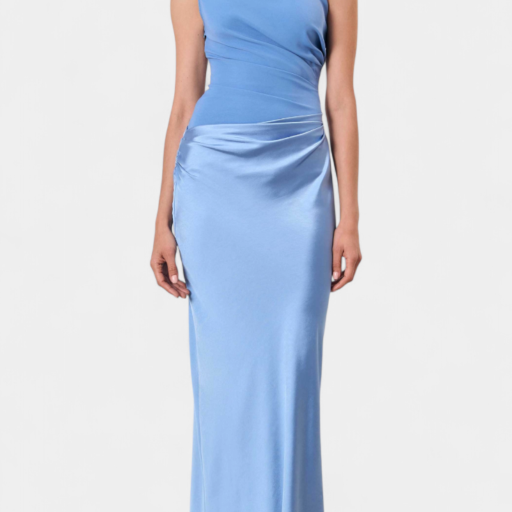 Nika Dolga Obleka za Zabavo z Asimetričnim Izrezom