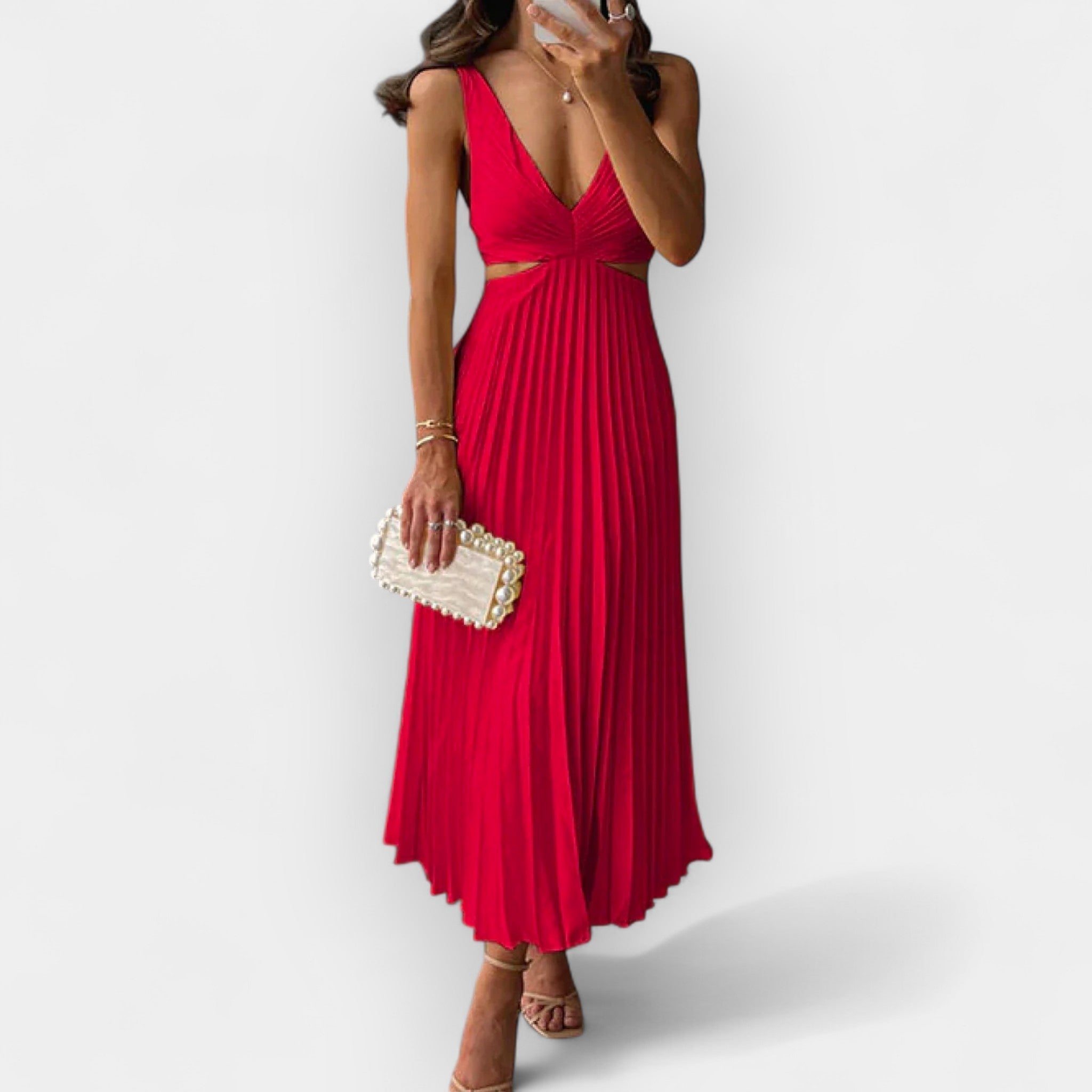 Midi Obleka iz Satena