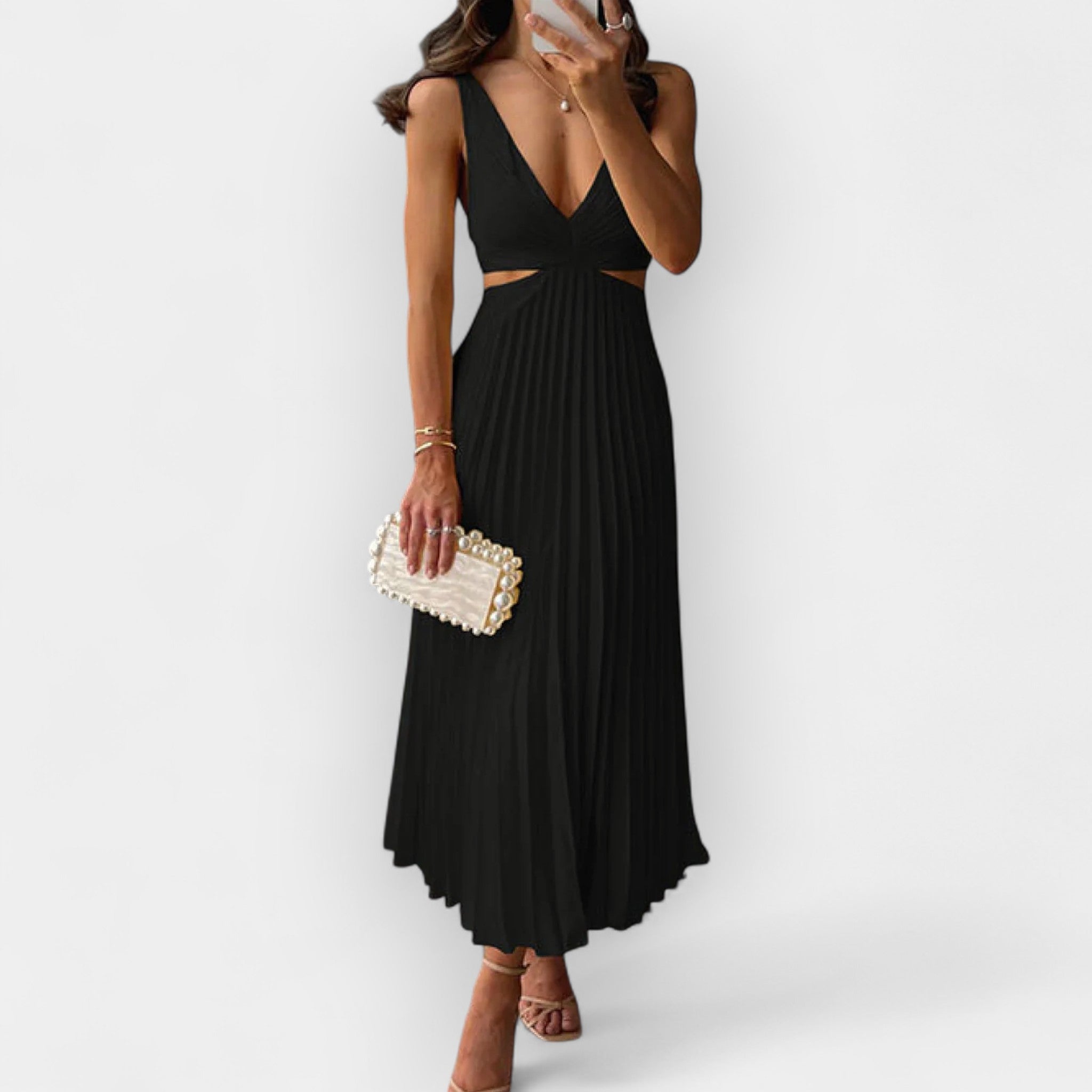 Midi Obleka iz Satena