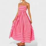 Isabel - Dolga obleka s črtami