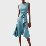 Katarina - Nabran asimetrična midi obleka