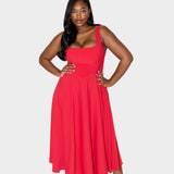 Večna Zračna Midi Obleka z Elegantno Linijo in Naravnim Gibanjem