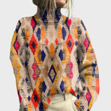 Pleteni pulover z geometrijskim vzorcem