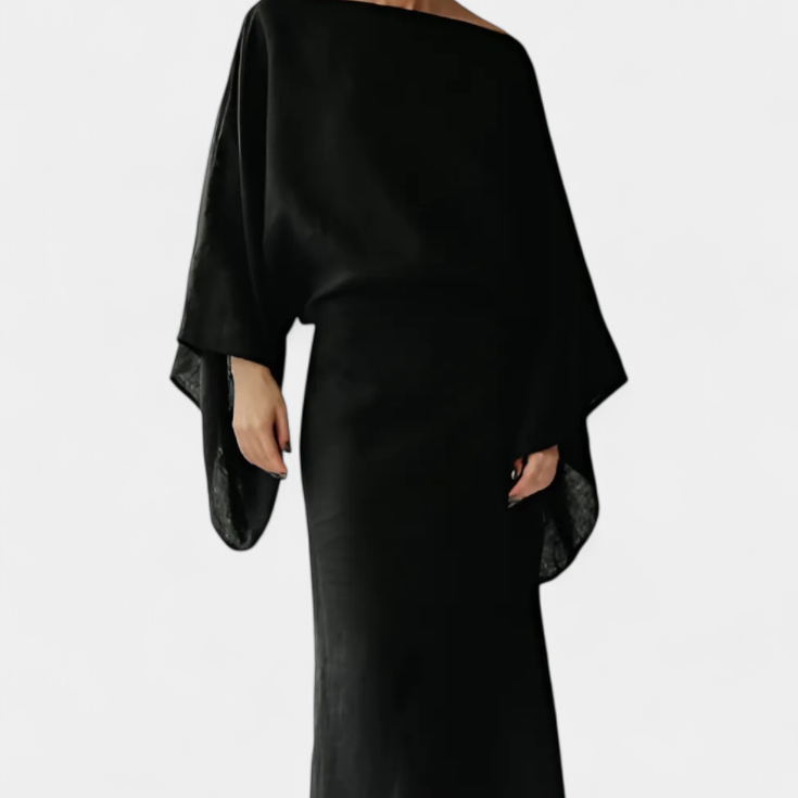 Filipa - Kimono obleka iz lanu in bombaža s pasom