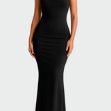 Satenaste obleke z odprtim hrbtom